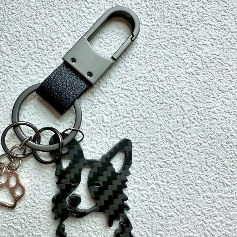 Gift for Dog Dad Border Collie Keychain Carbon Fiber Dog Lover Gift Personalized Pet Memorial Gift for Him EDC
