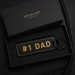 Dad Gift Carbon Fiber EDC Keychain, Minimalist Key Tag backpack bag charm for Father